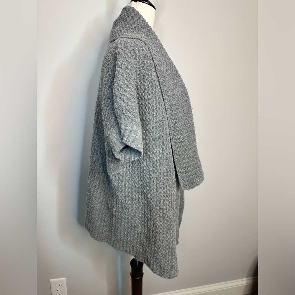 Sz L Mercer & Madison wool blend open front shirt sleeve cardigan sweater grey - Picture 3 of 7